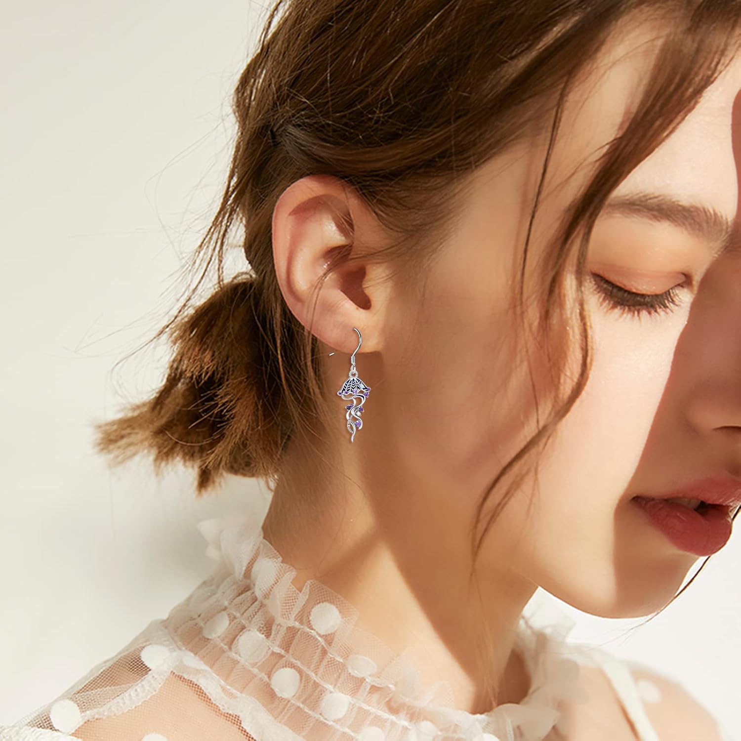 YFN Jellyfish Earrings 925 Sterling Silver Jellyfish Dangle Drop Earrings Ocean Jewelry Gifts for Women