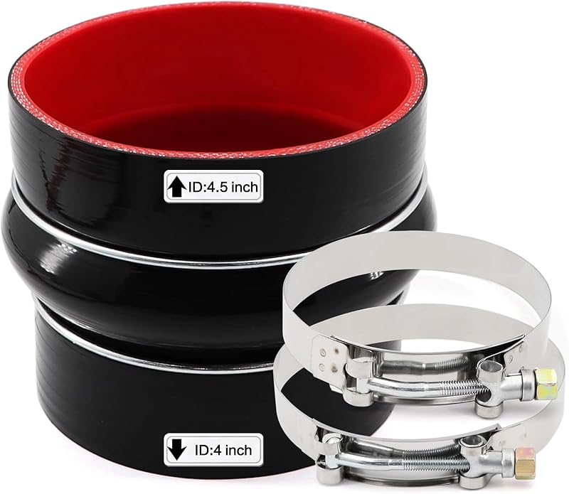 Mangote redutor reto de silicone TuoLauthon ID 102–114 mm para intercooler – Kit com 2 abraçadeiras