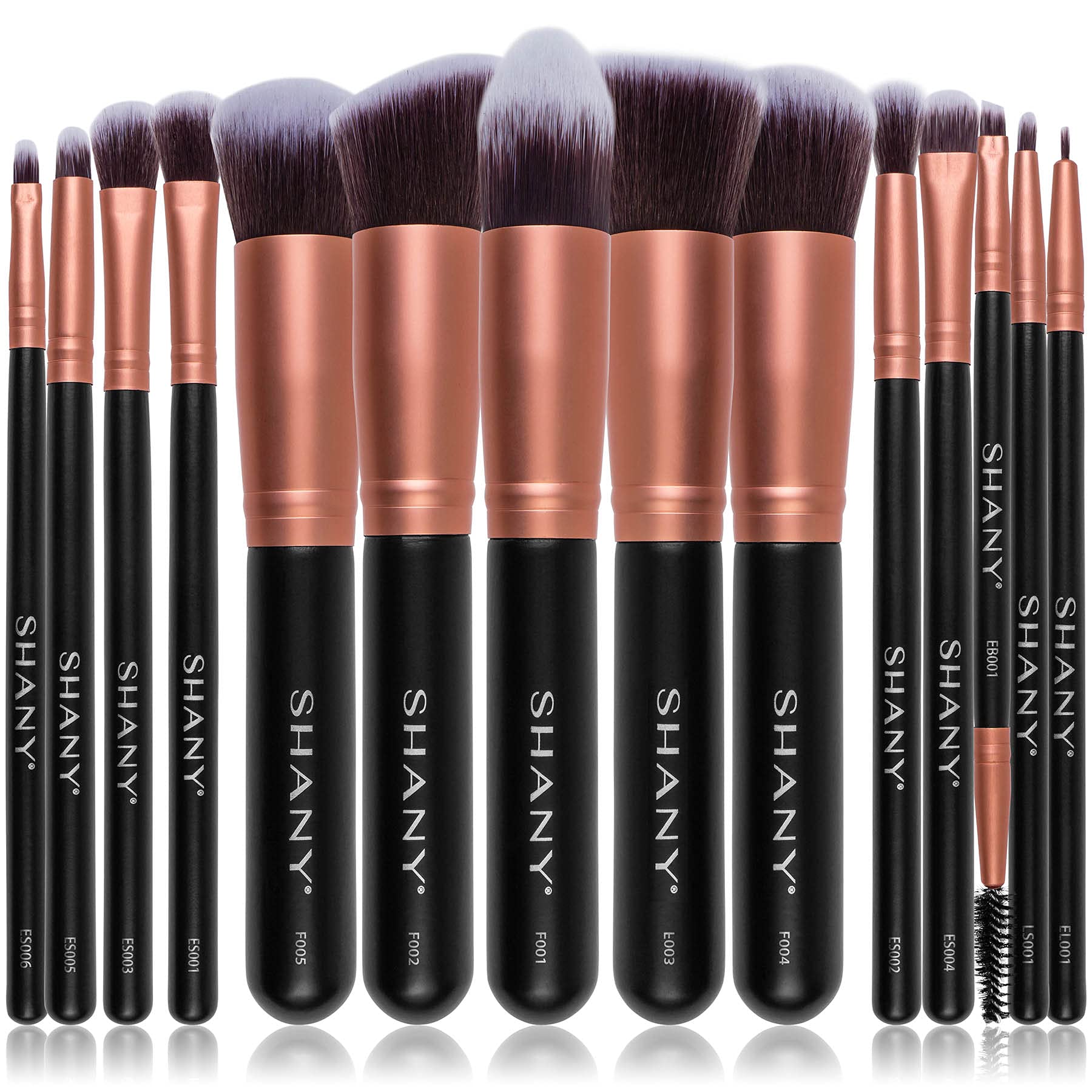Rose All Day 14-Piece Brush Set – Elite Cosmetics Brush Collection - Complete Kabuki Makeup Brush Set in Rose Gold - 14 PCS