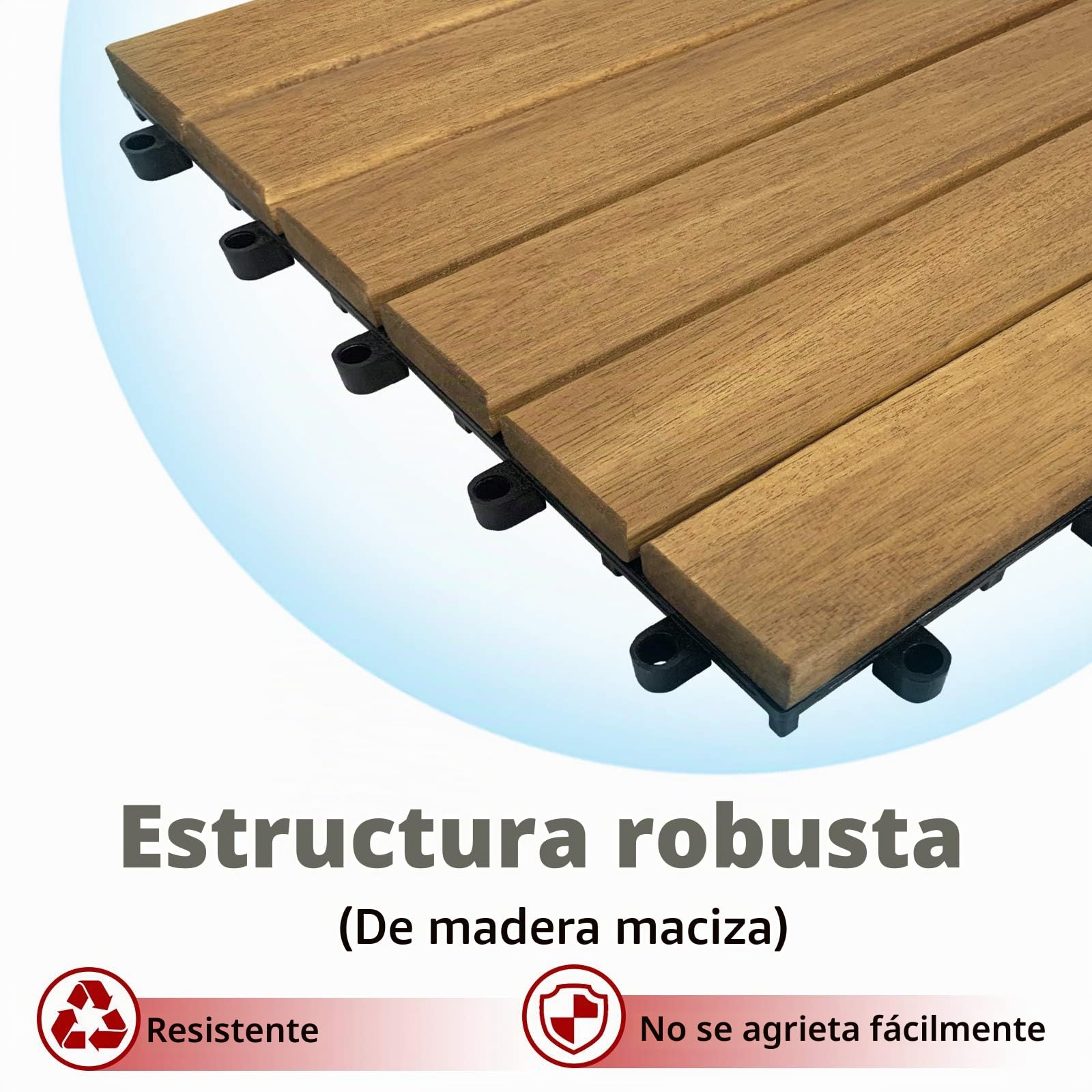 NAIZY Baldosas de madera para terraza, 30 x 30 cm, aspecto de madera, baldosa para balcón, con drenaje y clic, resistente a la intemperie, para jardín, terraza, balcón (modelo A, tamaño: 11 unidades