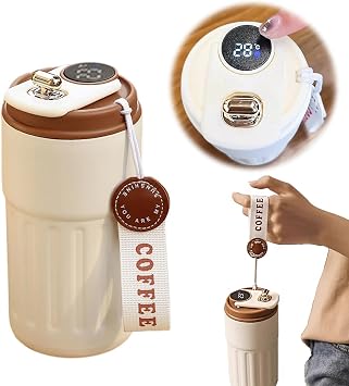 Coffee Cup with Temperature Display, 450ml LED Smart Mug with Leak-Proof Lid, 316 Stainless Steel Inner Liner, Insulation for 9 to 12 Hours Coffee 450ML