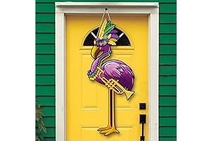 Large Mardi Gras Flamingo Welcome Sign for Grand Front Door Party Decor