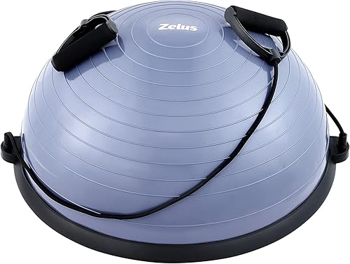 ZELUS Entrenador de pelota de equilibrio con bandas de resistencia y bomba de pie, pelota de yoga inflable para entrenamientos de gimnasio en casa,