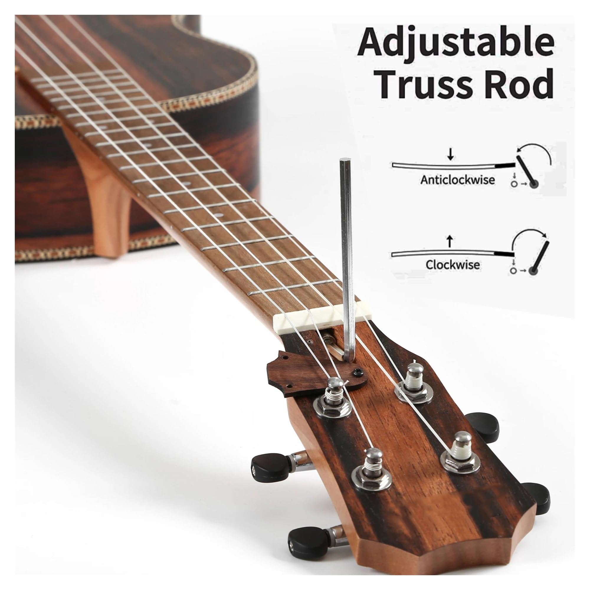Ukulele Per Adulti Set Di Ukulele Tenore Acustico Elettrico Da 26 Pollici Per Mancini Con Truss Rod Ed Equalizzatore(Right Hand)