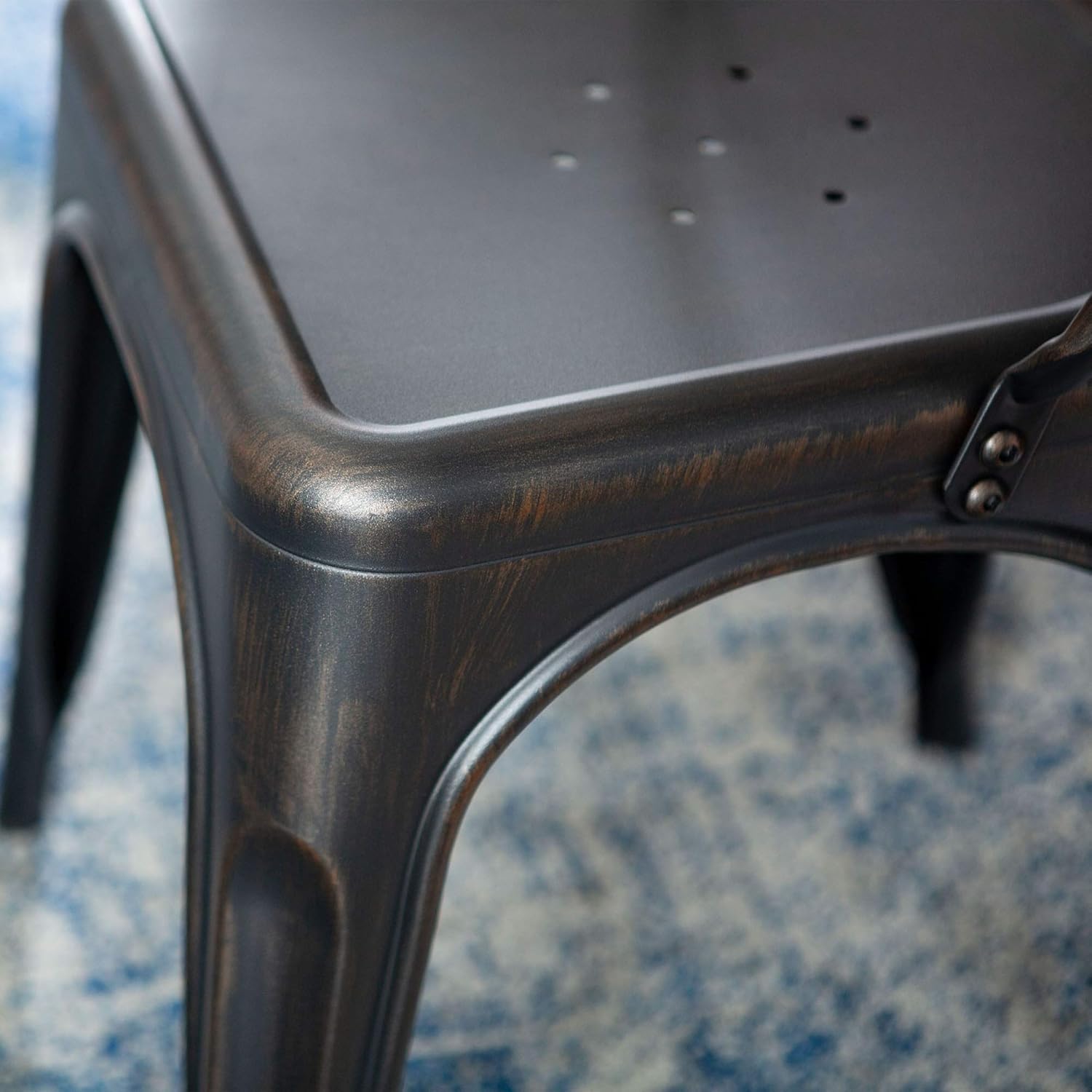 Frее Shірріng 🛒 Walker Edison Metal Café Bistro Bar Armless Dining Room Chairs Kitchen, 18 Inch, Black