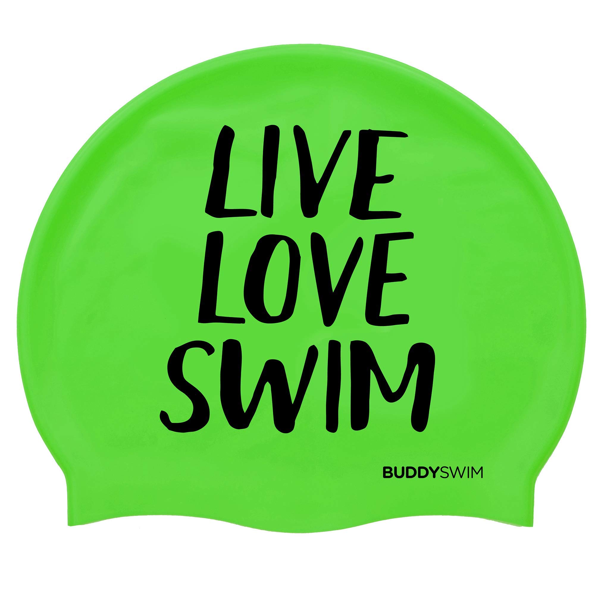BUDDYSWIM Gorro de Natación de Silicona para Piscina o Aguas Abiertas, Apto para Hombre o Mujer e Idóneo para Pelo Largo. Cómodo, Resistente e Hidrodinámico, Color Llamativo para Buena Visibilidad