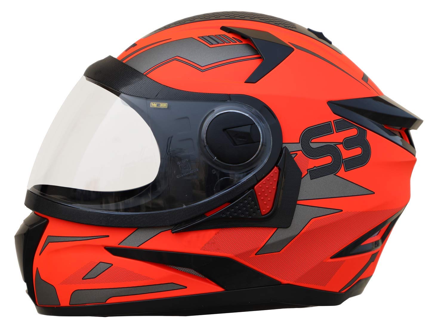 SBH-17 Terminator Full Face Graphic Helmet in Glossy Fluo Finish with Clear Visor