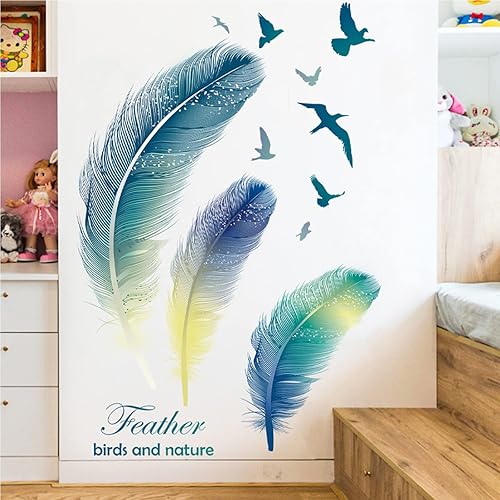 Miniatura 6 de Calcomanías literarias de pared de plumas coloridas extraíbles, calcomanías de pared de vinilo para pared, decoración para sala de estar,