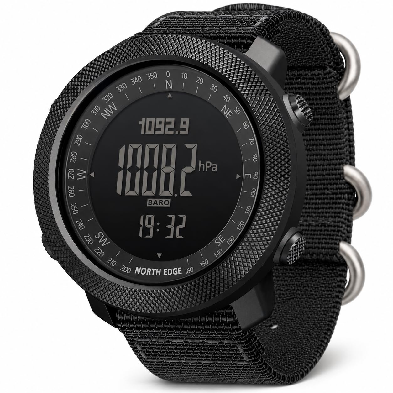 NORTH EDGE Military Watch for Men Large Face Tactical Survival Digital Wrist Watch with Altimeter, Compass, Barometer, Waterproof, Pedometer for Outdoor Sports & Hiking (Apache)