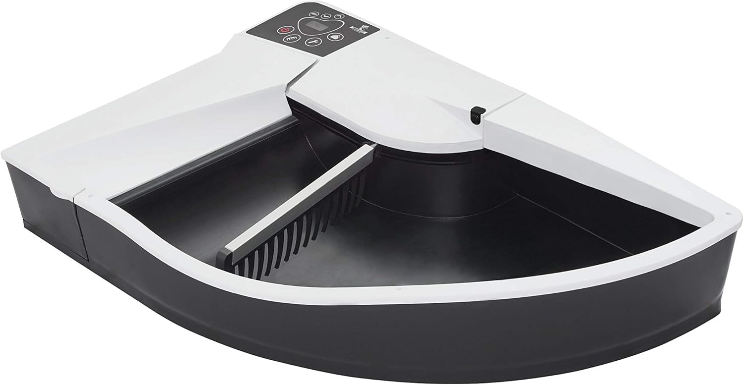 Smart Kitty Bac à litière automatique pour chats, noir et blanc avec panneau noir