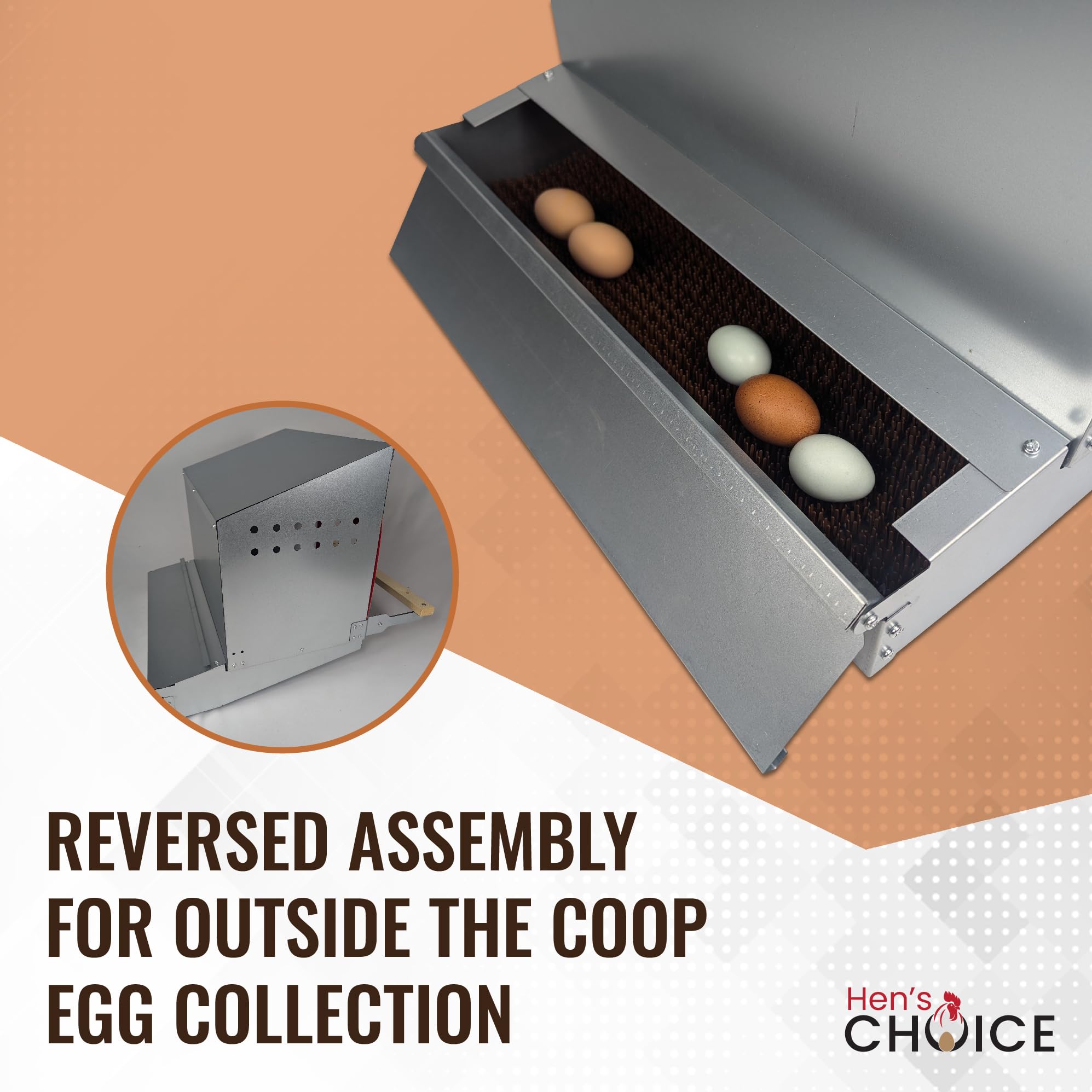 Hen's Choice™ - Caja nido enrollable reversible para pollos | Caja nido enrollable | 2 compartimentos de 21 pulgadas | Galvanizado resistente