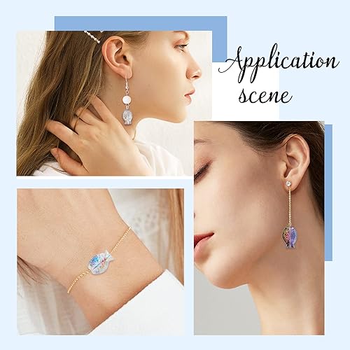 Miniatura 6 de SUNNYCLUE 1 caja de cuentas de vidrio de pescado galvanizadas cuentas de pescado para fabricación de joyas Kit de pulsera de cuentas de verano