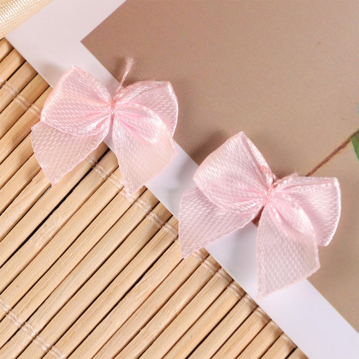 200pcs Pink Ribbon Bowknot for DIY Headdress Craft 2.2x2cm