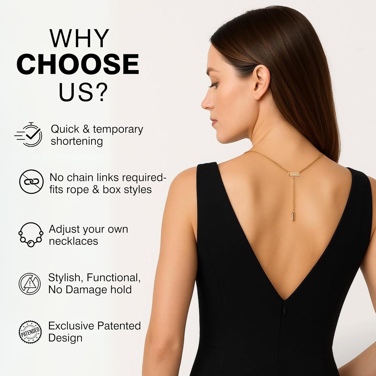 Necklace Shortener 2pc Large Set for Thin Chains 18k Gold and Silver Plated Brass Necklace Shortener Clasp to Shorten and Layer Rope Snake Box Chains