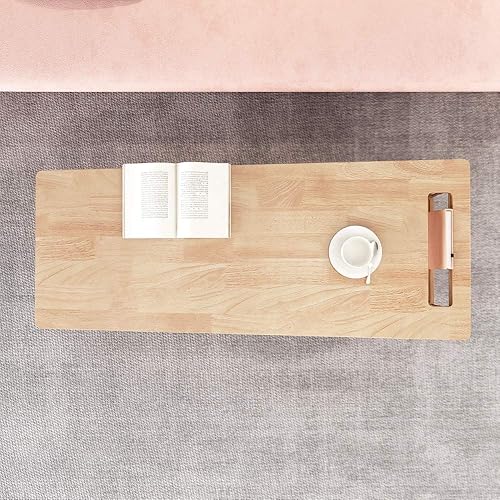 Miniatura 20 de WoodShine Mesa de café y té de madera moderna de mediados de siglo, escritorio de piso bajo japonés, mesas auxiliares de madera maciza real con