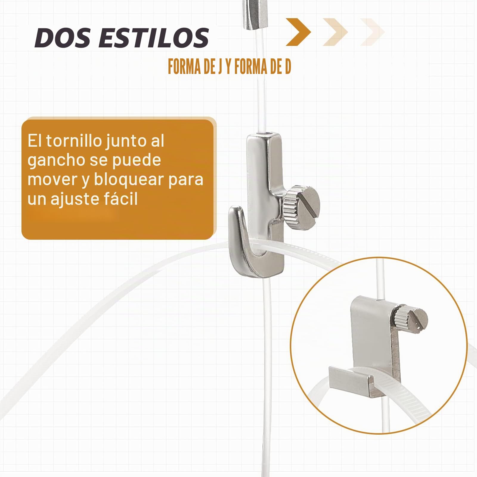 Sistema de riel para colgar fotos, ganchos de moldeo con cordón de nailon invisible y ganchos ajustables para fotos de pared, exposición, suministros de galería de arte, color blanco (10 unidades)