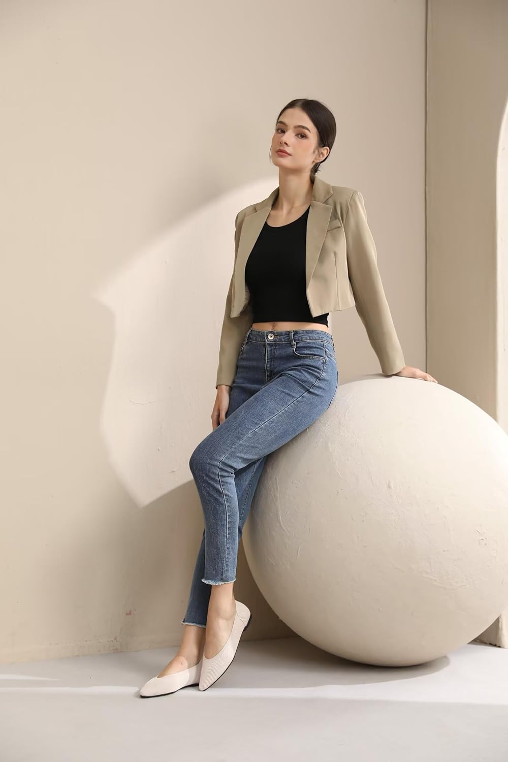 Vipost Knit Ballet Flats for Women, Pointed Toe Foldable Slip On Flats Shoes - Lightweight Breathable Dressy Flats for Work, Travel, Wedding - Image 3