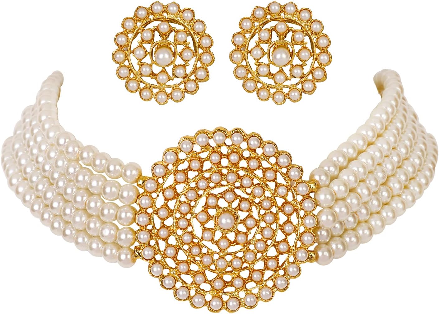 Shining Diva Fashion Latest Choker Design Traditional Stylish Fancy Pearl Necklace Jewellery Set for Women