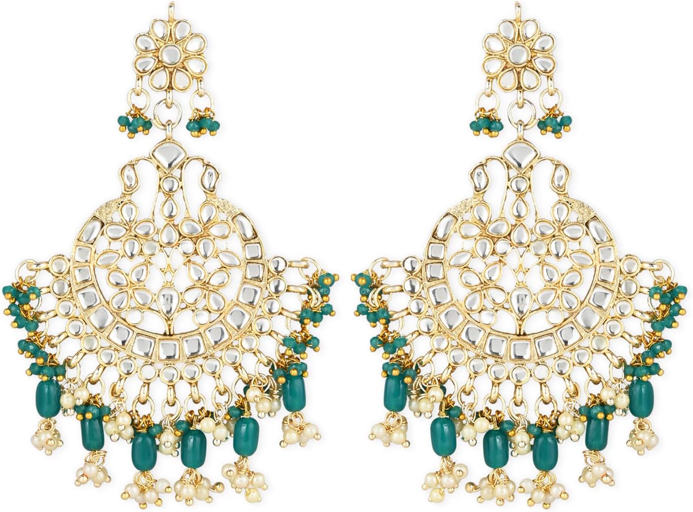 I Jewels Gold Plated Handcrafted Pearl Kundan Beaded Earrings for Women