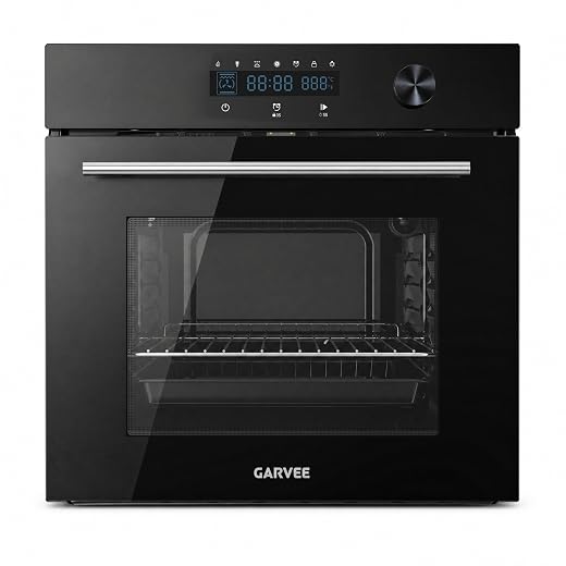 Garvee 24 Inch Built-in Single Wall Oven, 2.5 Cu.ft. Electric Oven with 5 Cooking Functions, 3000W Power, Touch and Knob Control, Low-e Glass Door & Cooling Fan, Easy Clean Enamel, Black