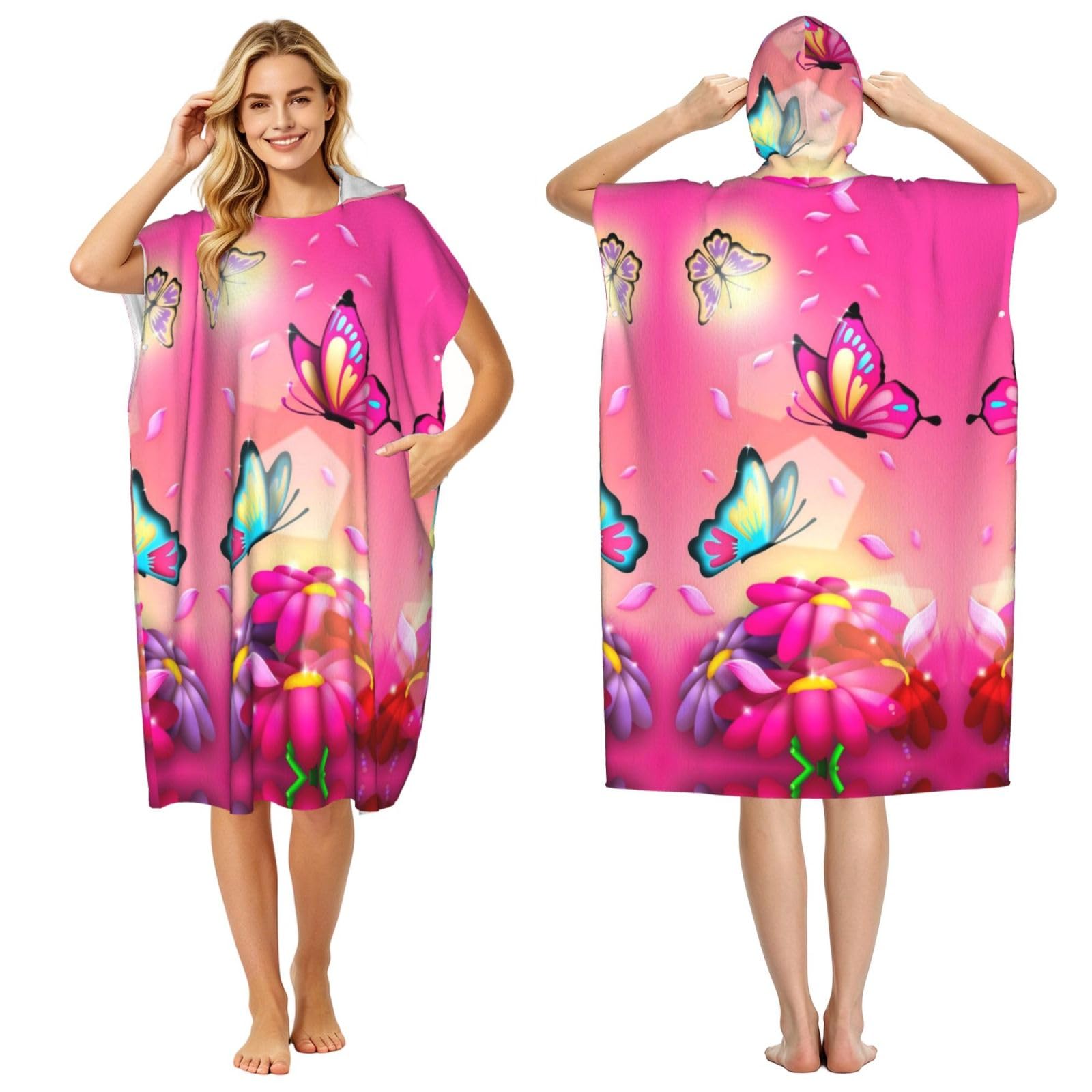 Poncho à langer papillon séchage rapide léger adulte pour plage