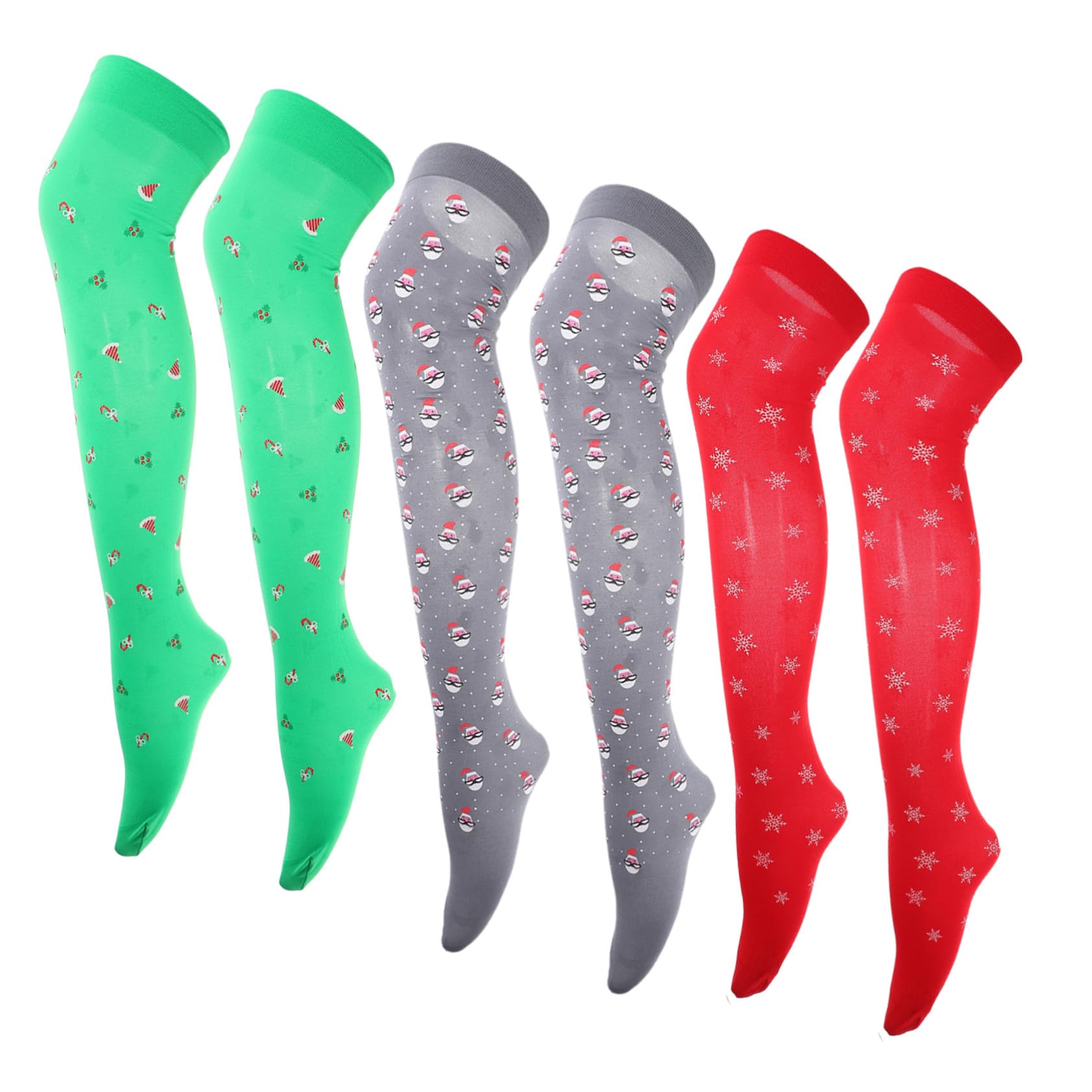 3 Pares Calcetines Navideños para Mujer Sobrecorte con Estampados de Santa y de Medias Transpirables y Decorativas para Fiesta y Regalo