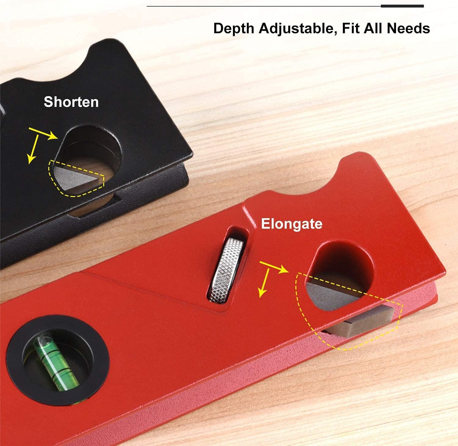 Multifunzione Lavorazione Del Legno Piano, Smussare Pialla 45 Gradi 1/8" 3/16" 1/4" Raggio Contorni Bordo Rifilatura Pialla Smussare Pialla Manuale Con 2 Livelle A Bolla, per Falegnami (Rosso)