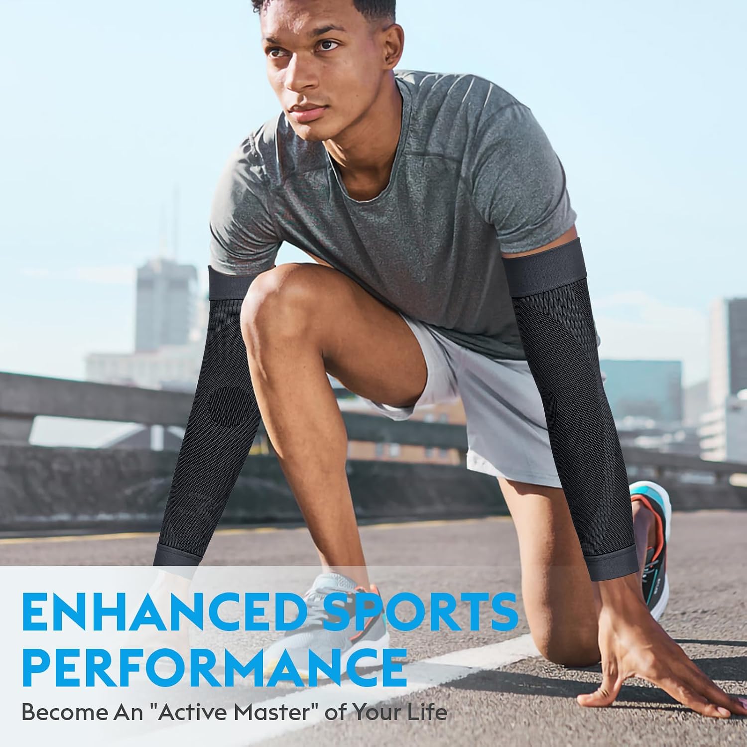 KEKING® Compression Arm Sleeves, Pair, Firm 20-30mmHg Graduated Compression Full Arm Support for Recovery, Pain Relief, Tendonitis, Golfers & Tennis Elbow Brace, Workouts Sports - Latex Free Grey L