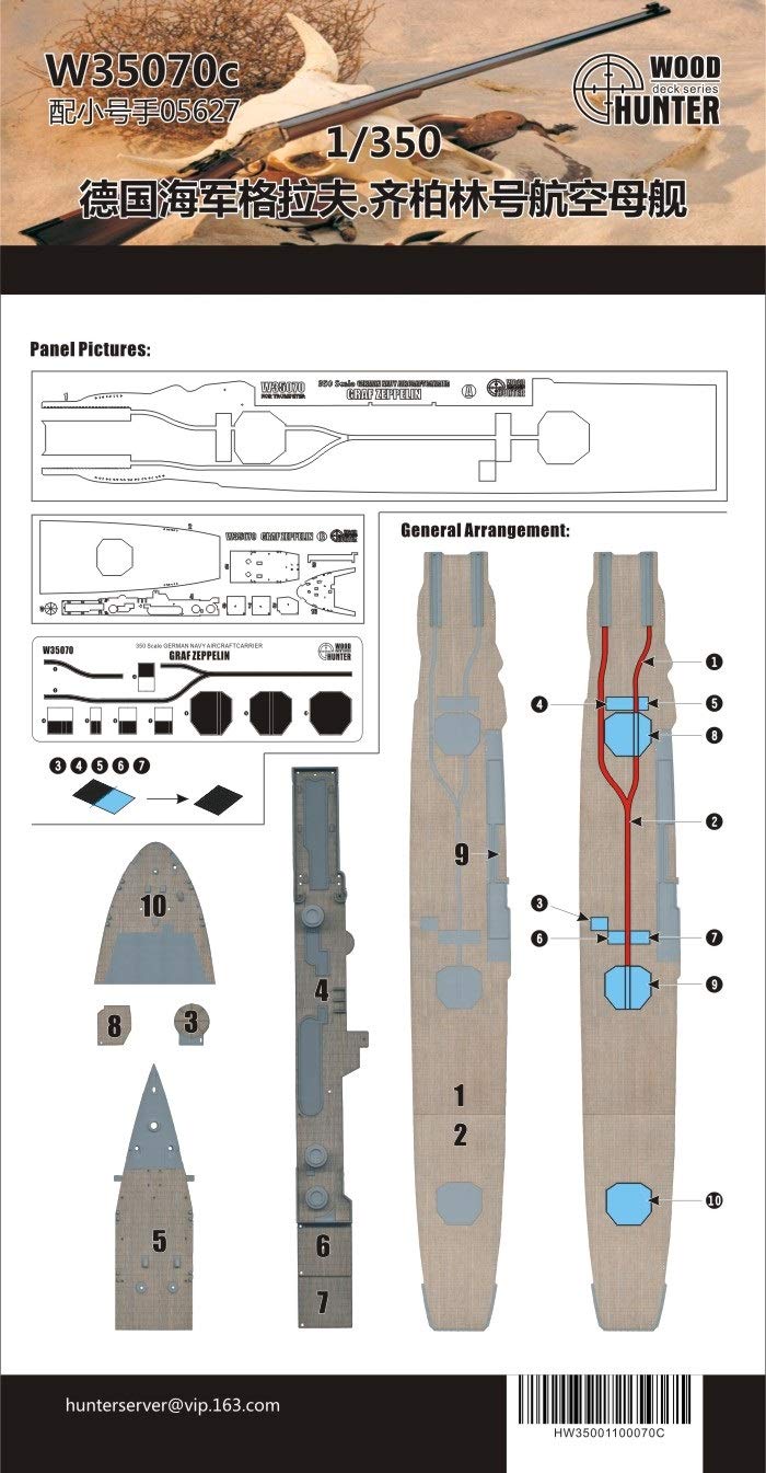 Pont en bois Graf Zeppelin 1/350 Woodhunter, habillage premium pour Trumpeter 05627