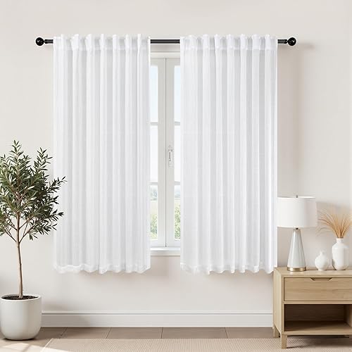 Miniatura 186 de KOUFALL Cortinas transparentes de lino de 90 pulgadas, cortinas para Sala Modernas 2025 De Lino Elegantes, cortinas personalizadas con pestaña
