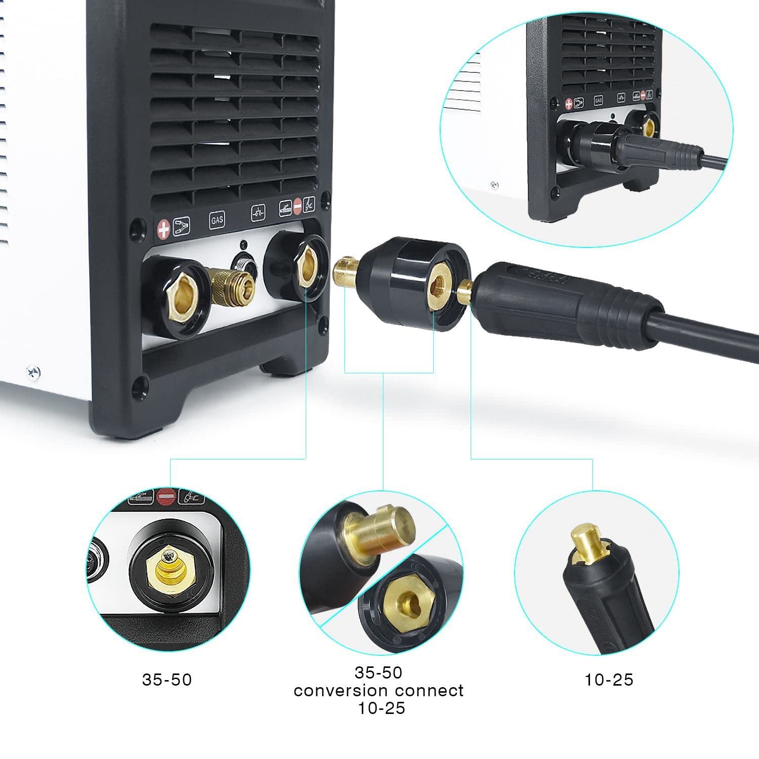 VECTOR WELDING Adapter – Schweißkabelstecker 13mm Auf 9mm (Buchse Auf Dorn), Für Alle Schweißgeräte