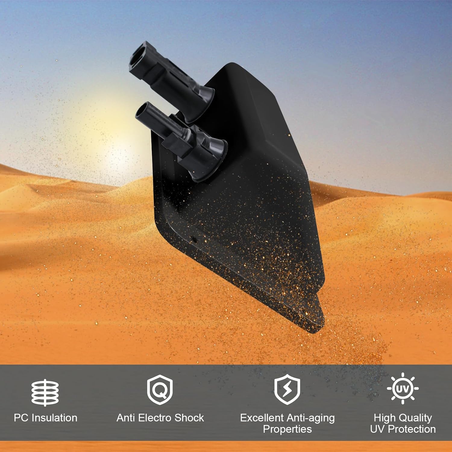 Waterproof Double Solar Cable Entry Gland,UV Resistance Dual Cable Entry Housing for Rv, Boat,Camper (with 0.33ft Cable (Black Entry Gland))