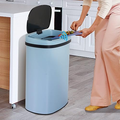 Bote de basura de cocina bote de basura automático de 13 galones con tapa y sensor de movimiento para cocina hogar oficina dormitorio baño sala de