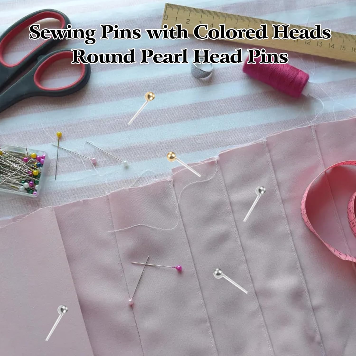 800Pcs Round Head Pins, Multi Color Pearl Head Pins Sewing Fixed Marking Tool for World Map Cork Board Fabric Marking