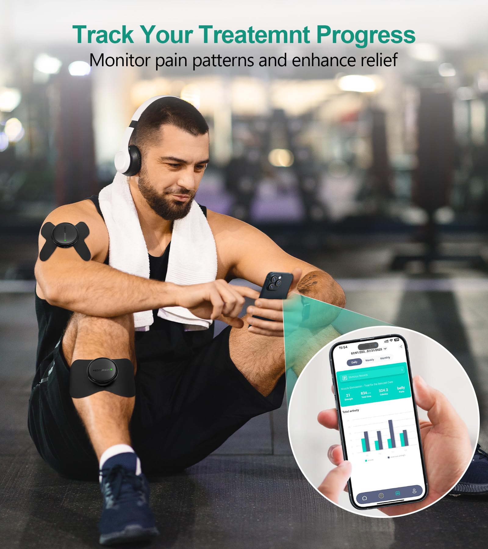 Medcursor Wireless TENS Unit Muscle Stimulator for Pain Relief, App Control — Amazon image 6