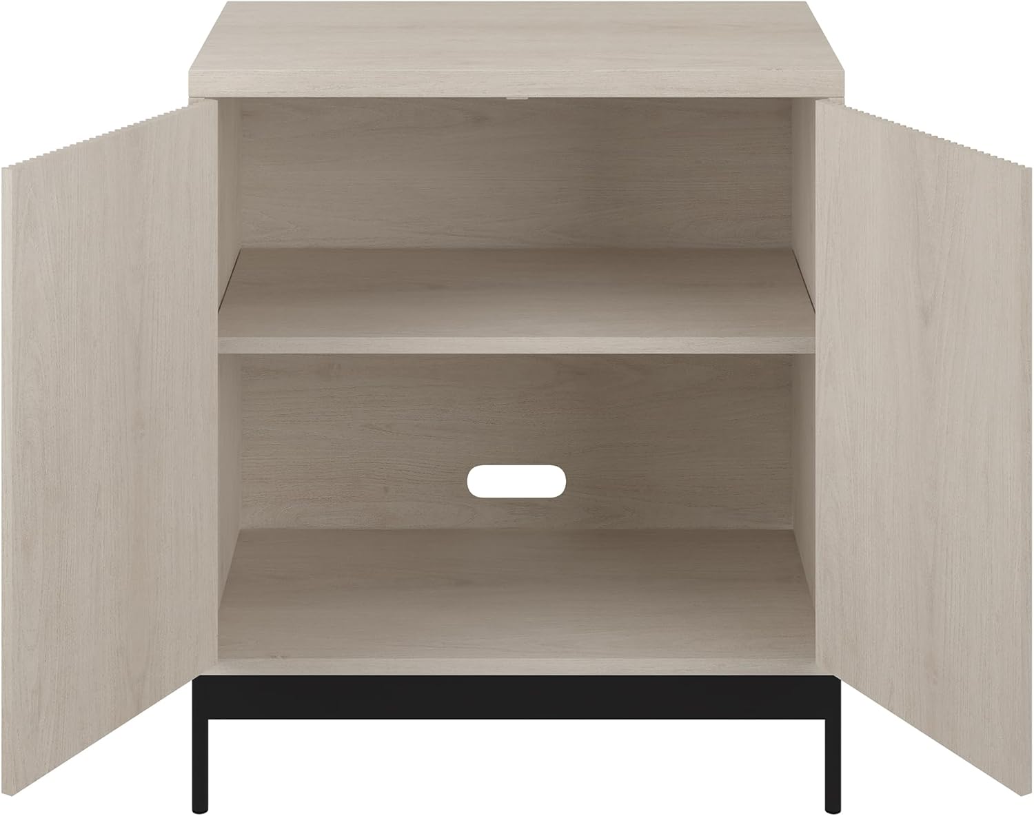 Henn&Hart 28" Fluted Accent Cabinet, Ribbed Modern Sideboard Buffet Cabinet with 2 Doors and an Adjustable Shelf for Living Room, Dining Room, Bedroom or Entryway, Beech White