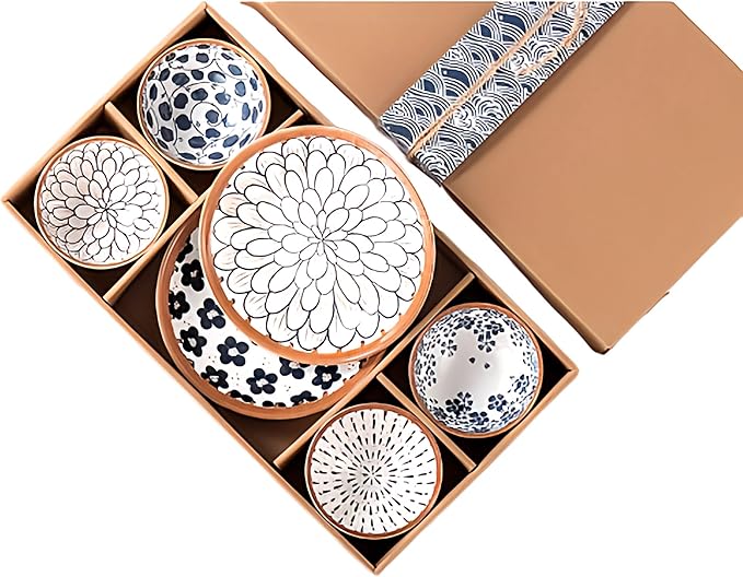 PAWITHUS 4 Piece Japanese Style Ceramic Bowl Dish Set, 8