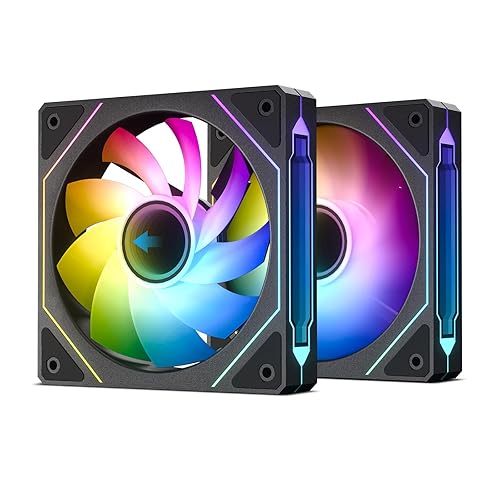 DARKROCK R120-2-Pack 120mm Reverse Installed Infinite Mirror Design PC Fan with Addressable RGB Effect, PWM Smart Control and Hydraulic Bearing for Stable Operation - Black