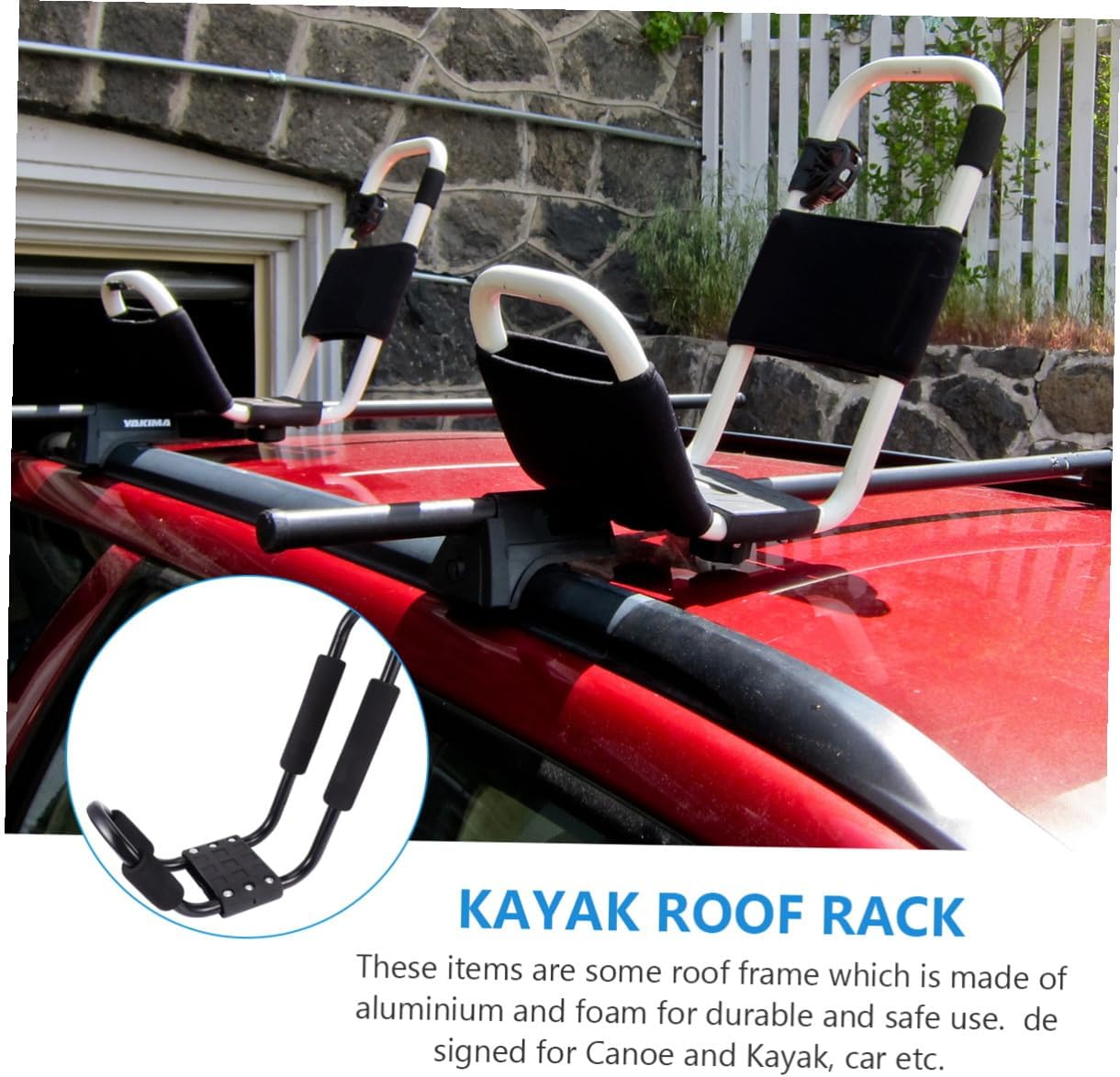 Zerodeko Detachable Car Roof Rack for Kayak and Canoe 2pcs Set, Black Aluminum Canoe Roof Frame Luggage Carrier for Outdoor Water Sports and Travel