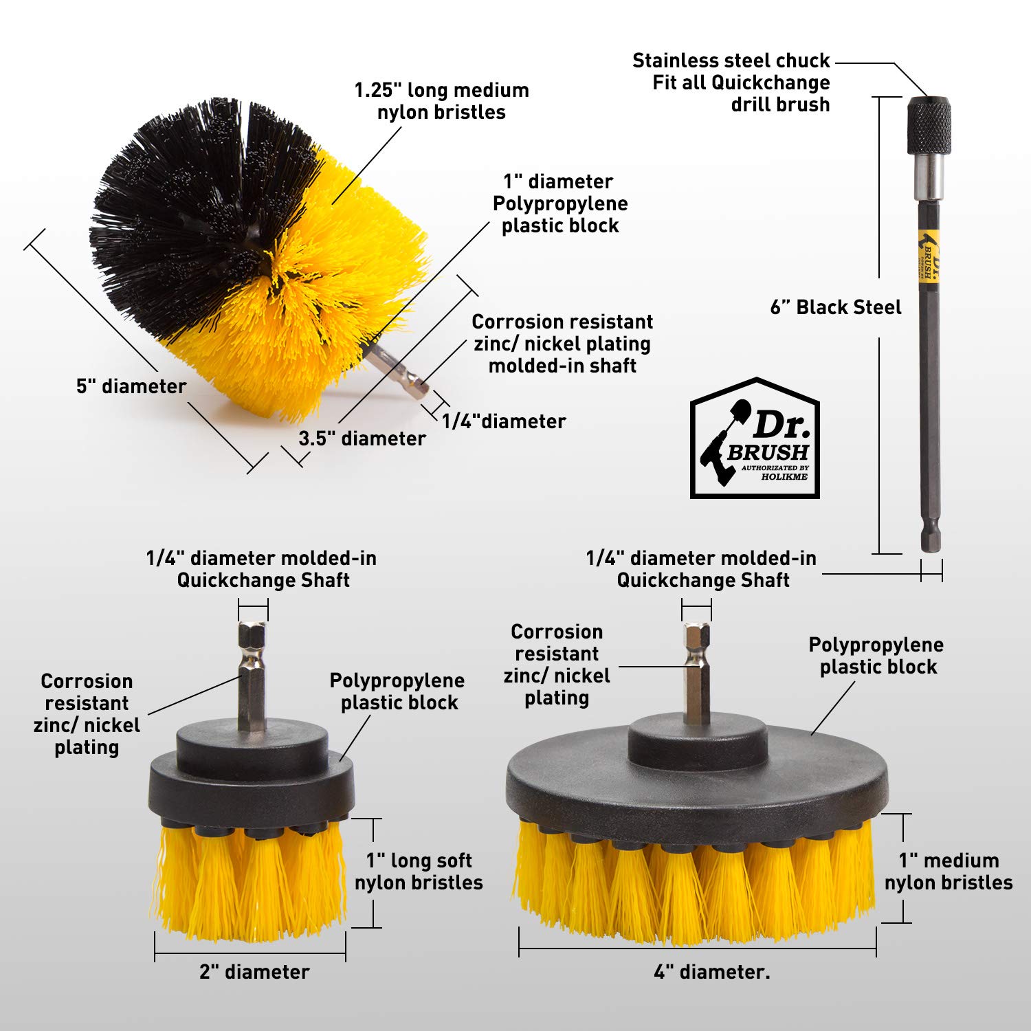 Buy Holikme 4 Pack Drill Brush Power Scrubber Cleaning Brush Extended