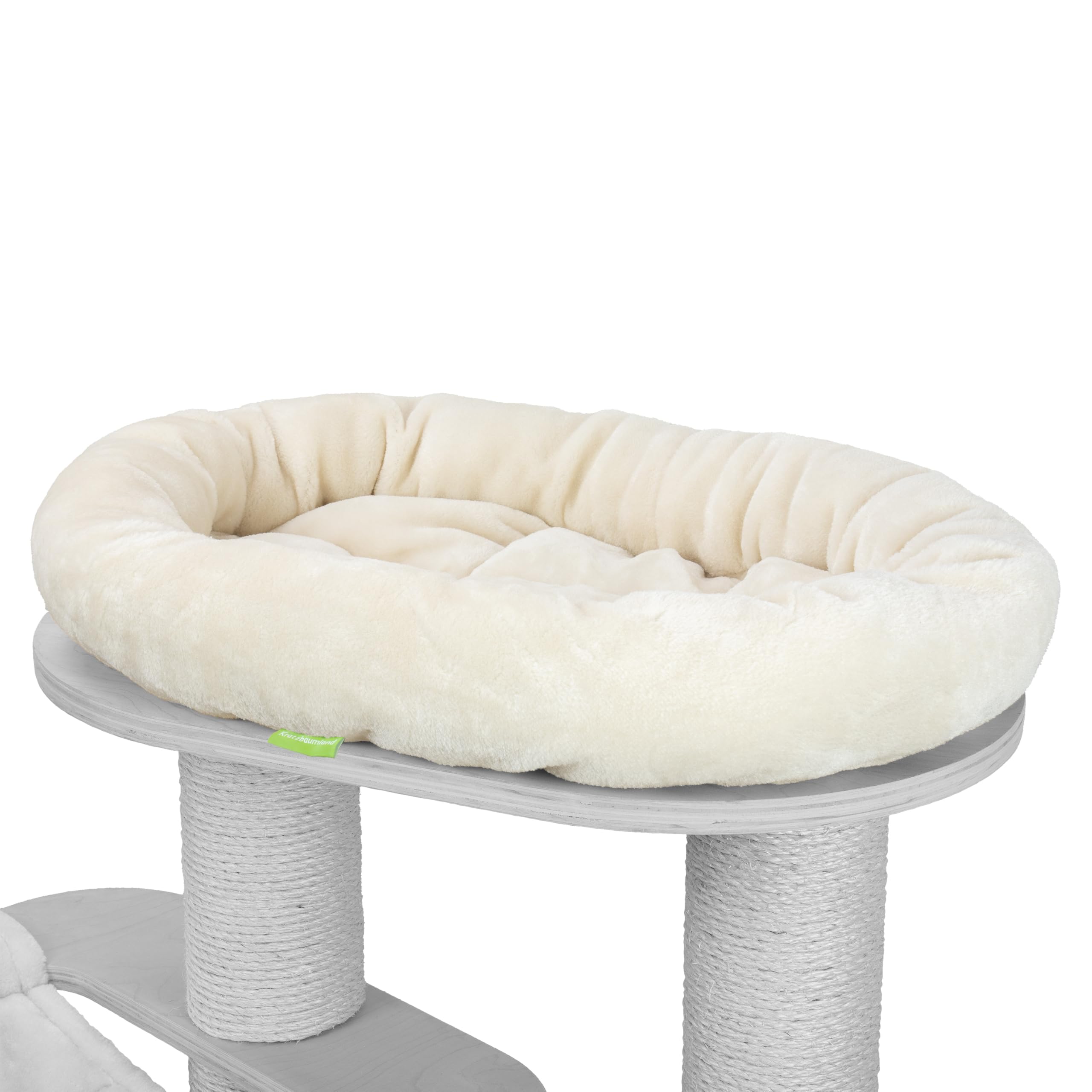 Kratzbaumland Klettbettchen oval 60x40 cm passend für Natural Paradise und Woody Kratzbaum Ersatzteil (Creme - Edelplüsch)