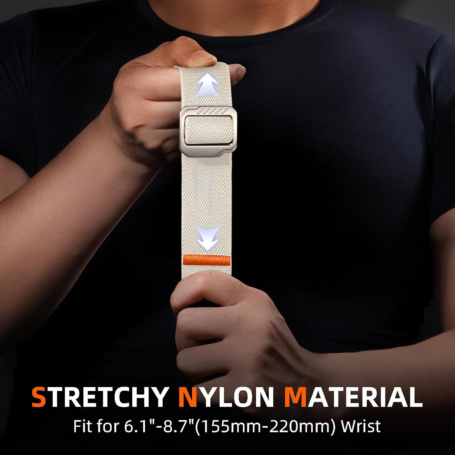 Compatible with Garmin Fenix 8/Fenix E/Fenix 6/6 Pro/7/7 Pro/ 5/5 Plus Bands, 22mm Quickfit Stretchy Nylon Sport Replacement Watch Band for Forerunner 945/935/Approach S60/S62/Instinct 2 - Image 4