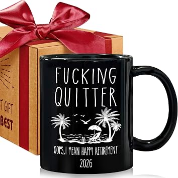 Quitter Oops, I Mean Happy Retirement! Funny Retirement Gifts for Men, 2026 Retired Coffee Mug Gifts for Coworkers Leaving,Teachers,Doctors, Boss,Friends,Dad Black 11oz -140