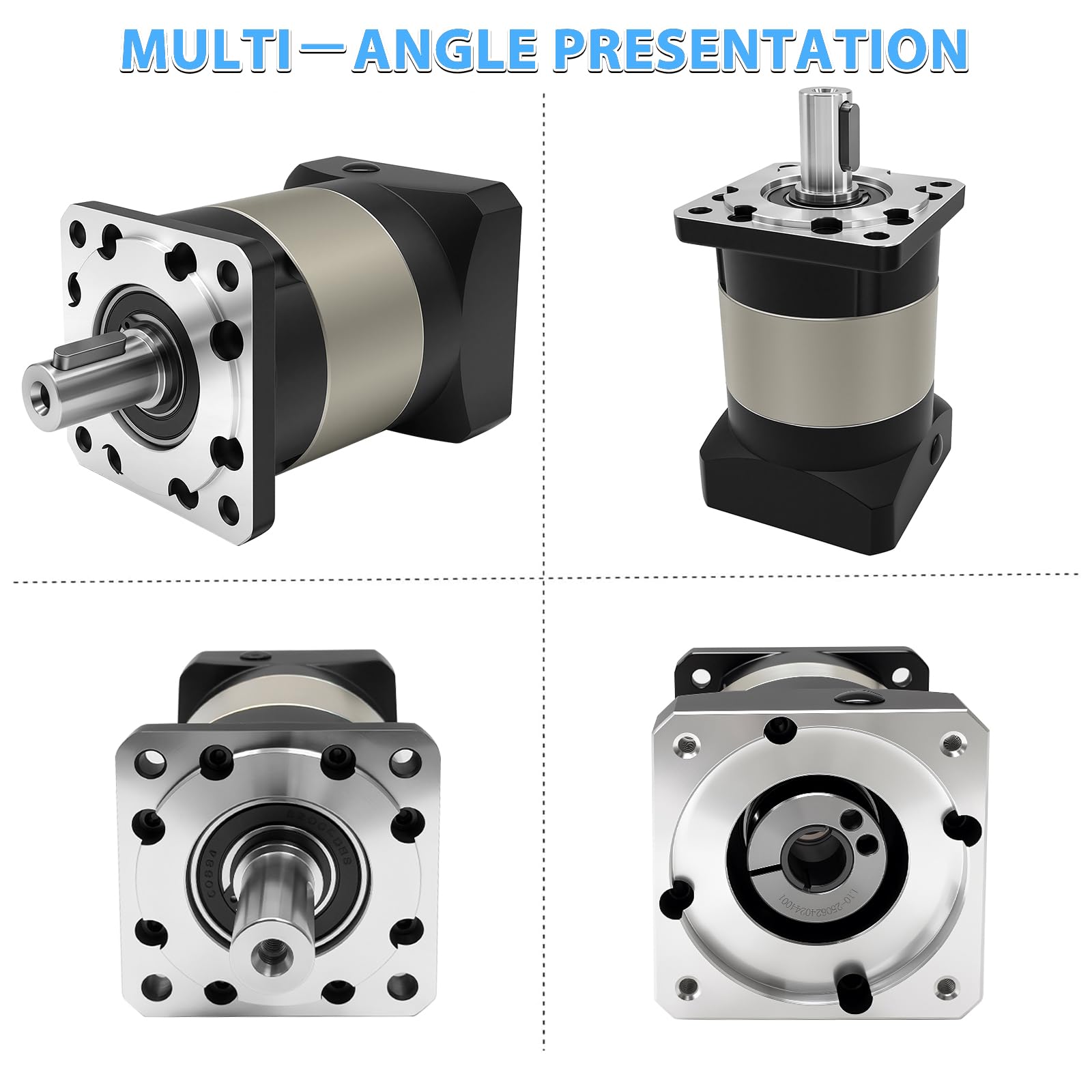 Reductor de velocidad de caja de cambios planetaria 3500 rpm, relación de caja de engranajes 100:1, contragolpe 7 arco min para eje de 14 mm/12,7 mm nema34 motor paso a paso de 86 mm