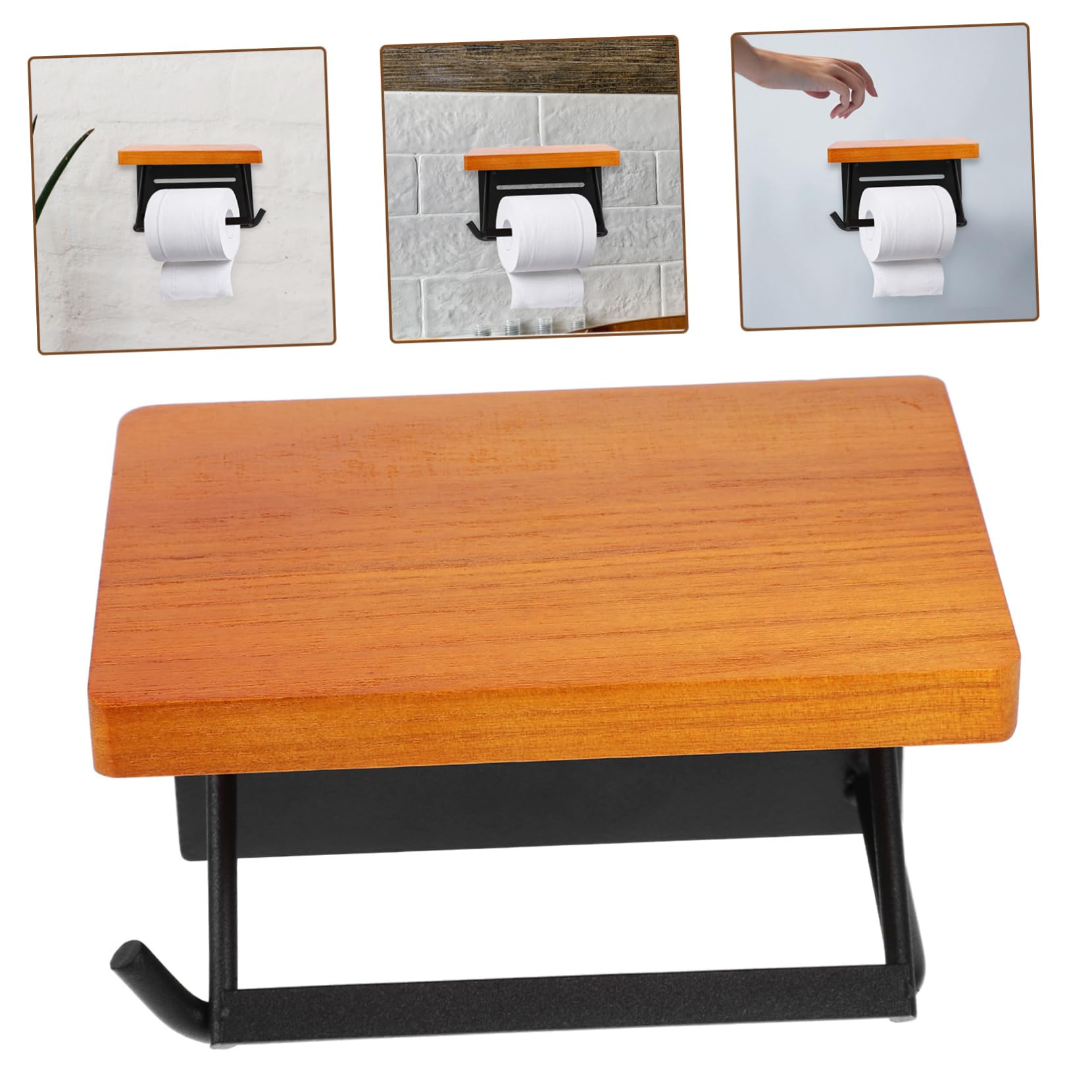 Anneome Portarotolo Igienica da in Metallo Mensola Multifunzione Resistente Rotolo Bagno Compatto con Supporto per Telefono Design Moderno per Spazi Ridotti