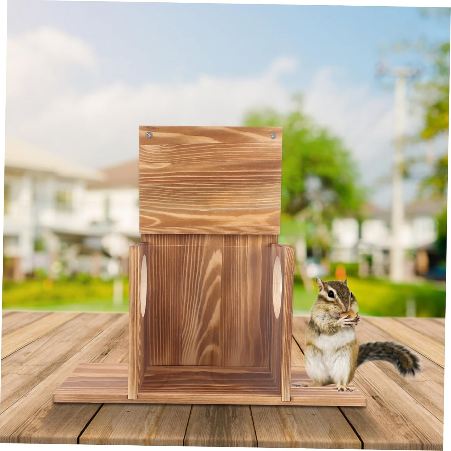 GALPADA Outdoor Squirrel Feeder Hanging Pet Feeding Box for Gardens for Nuts and Corn Weather- Seasons