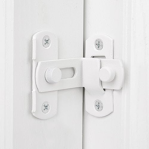 Miniatura 10 de INIRET Paquete de 4 cerraduras de puerta de granero con tapa de 90 grados, protege la privacidad y seguridad, pestillo de bloqueo de gancho para