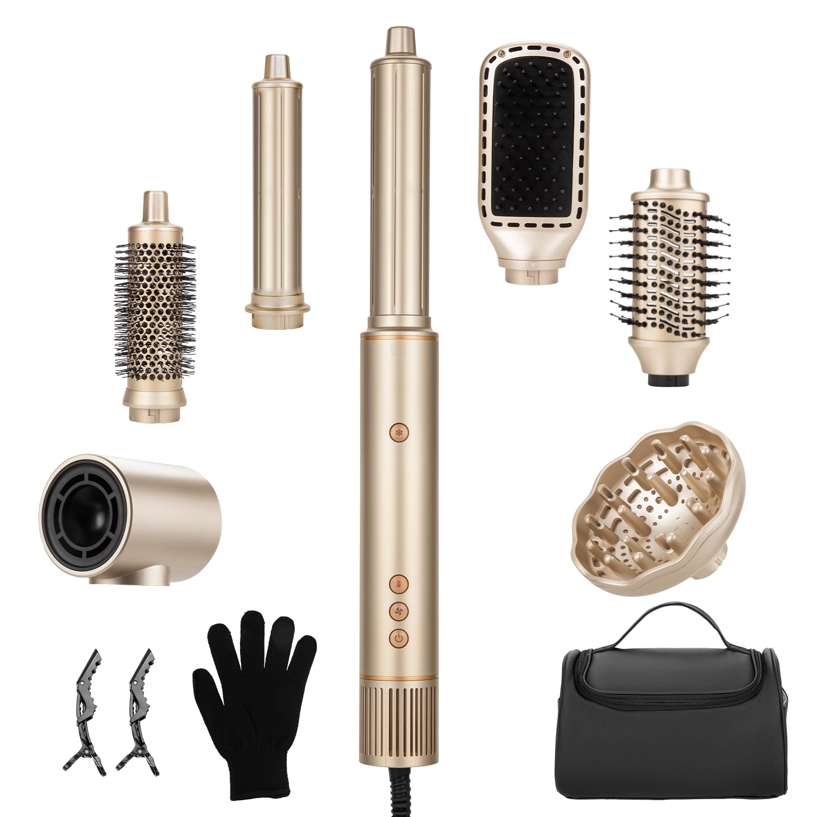 7-in-1 Dual Voltage Hot Air Styler: Auto Wrap Curler & Fast Dryer