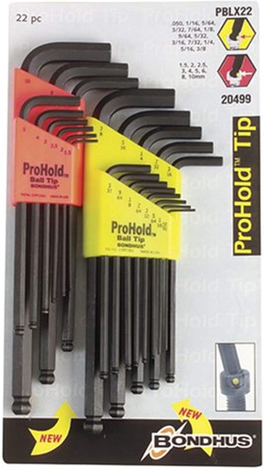 Bondhus ProHold L-Schraubenschlüssel Doppelpack – .050-3/8 Zoll Und 1,5-10 Mm, Mit Kugelkopf