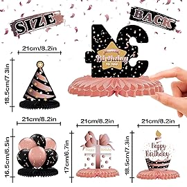 LINGTEER Happy 34th Birthday Rose Gold Table Honeycomb Centerpieces Cheers to 34th Birthday 34 Years Old Party Table Decorations Gift Sign.